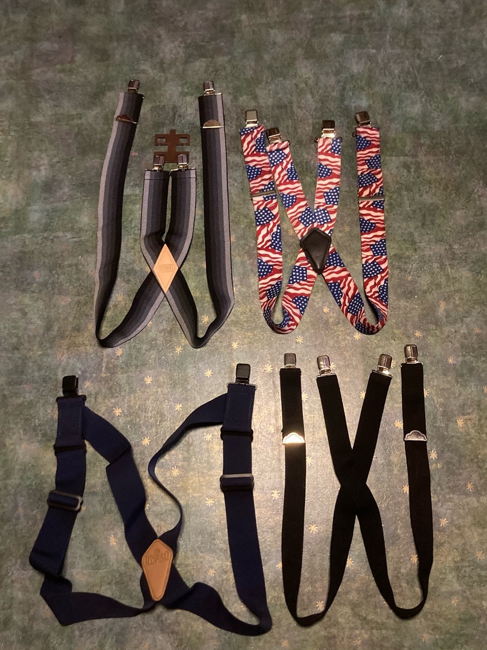 Lot/Bundle 4 pairs workwear suspenders, Duluth Schmidt Patriotic Striped Black - Picture 2 of 8